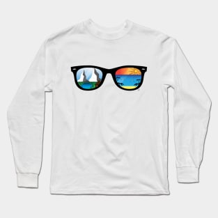 Sunglasses with Beach and Mountains Long Sleeve T-Shirt